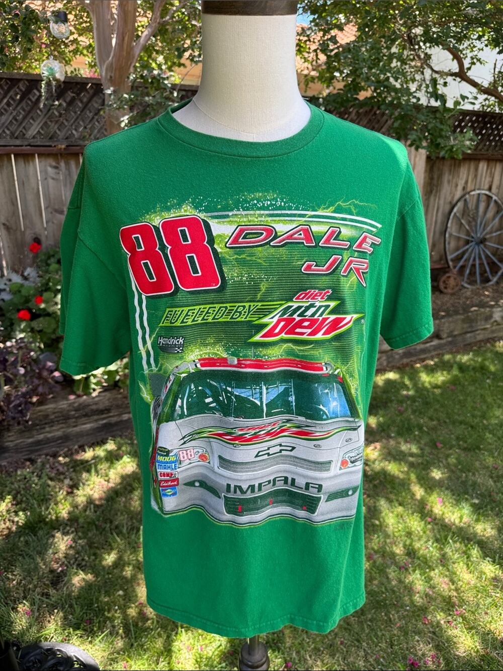 Nascar #88 Mountain Dew Dale Earnhardt Jr T Shirt Tee Green Men's Size XL